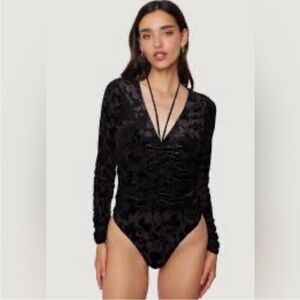 Lost + Wander Black Long Sleeve Bodysuit